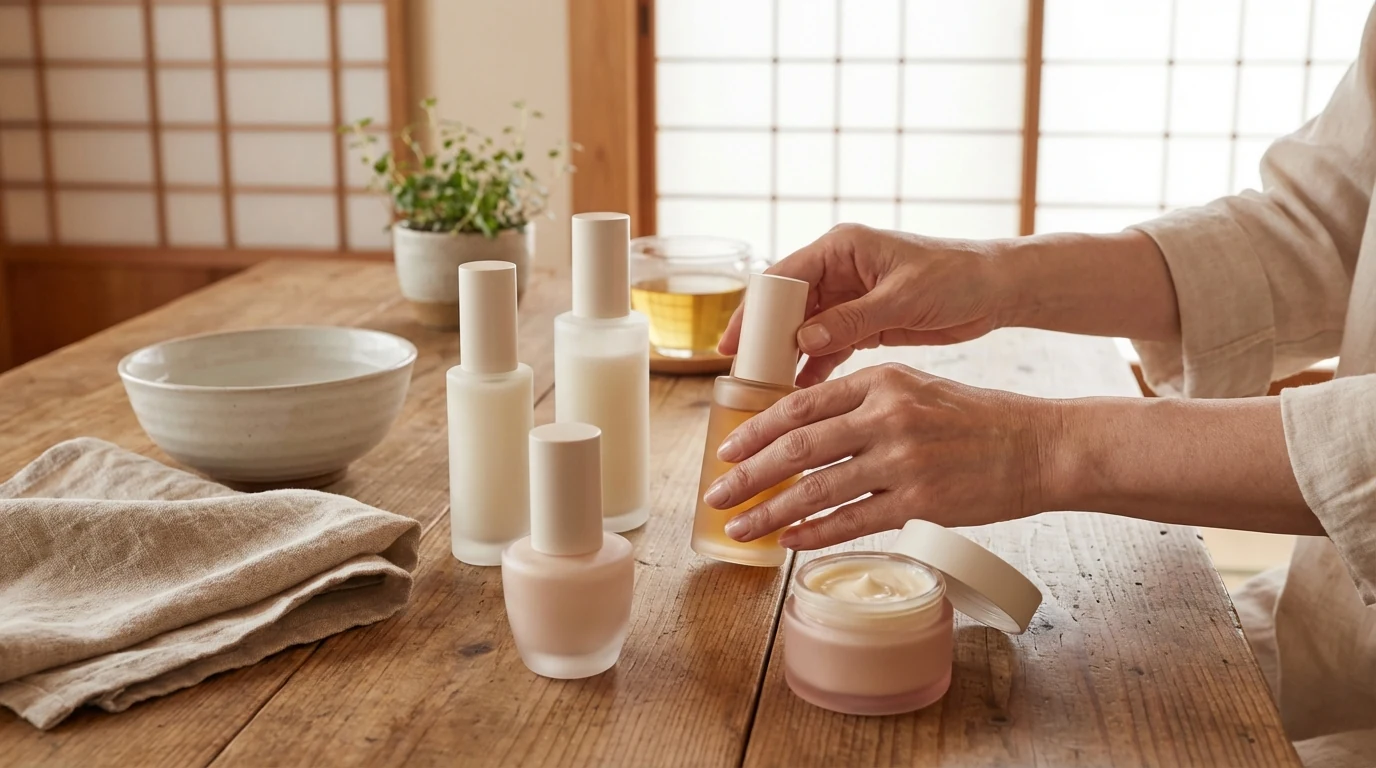 Editorial skincare still life for dry-skin lotion comparison
