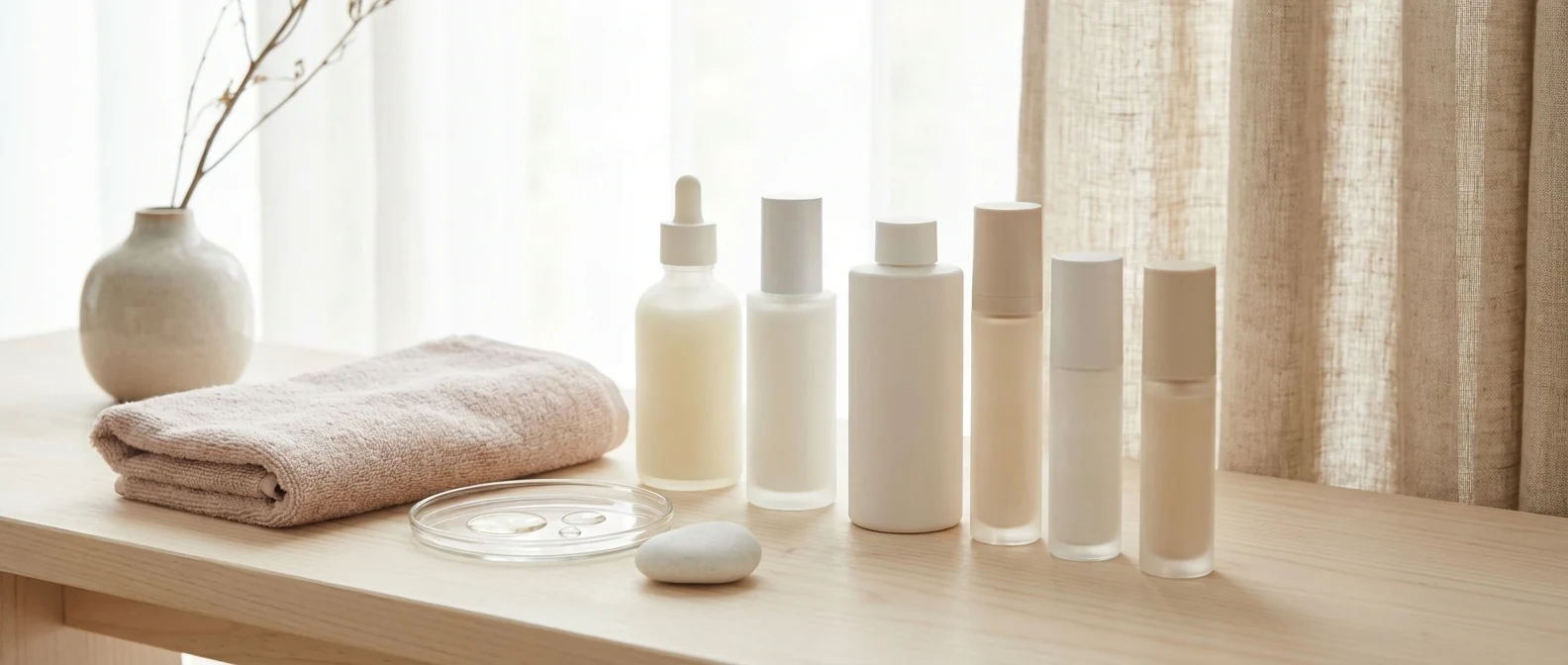 Minimal skincare still life for sensitive-skin lotion comparison