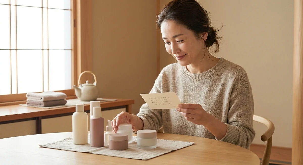 スキンケアアイテムを比較しながら選ぶ50代女性